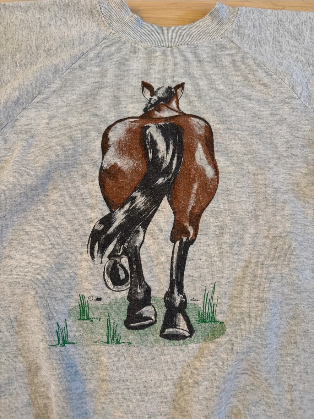 Vintage-AOP Crewneck sweatshirt painted graphic-brown horse-Front Back-XL-Nature - Picture 8 of 8